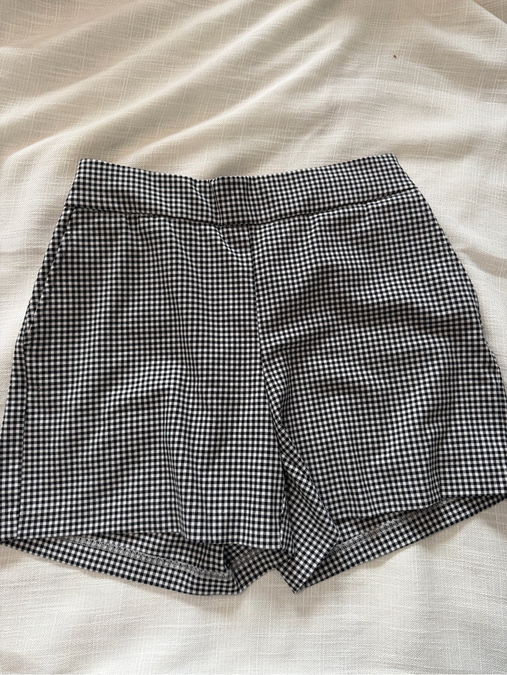 Rachel Zoe Black and White Gingham High-Waist Shorts